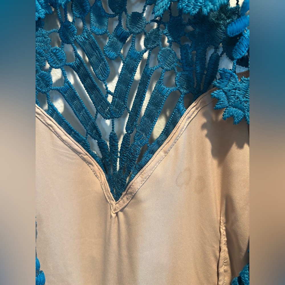 Free People x Saylor Presley mini party dress in aqua teal - Picture 6 of 10